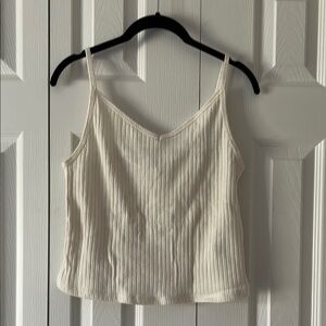 Strappy Rib Knit V Neck Tank Top